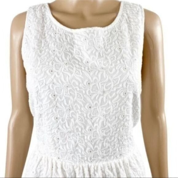 JOIE Soleil eyelet white sleeveless dress size  large Style J463-31334 - Picture 4 of 9